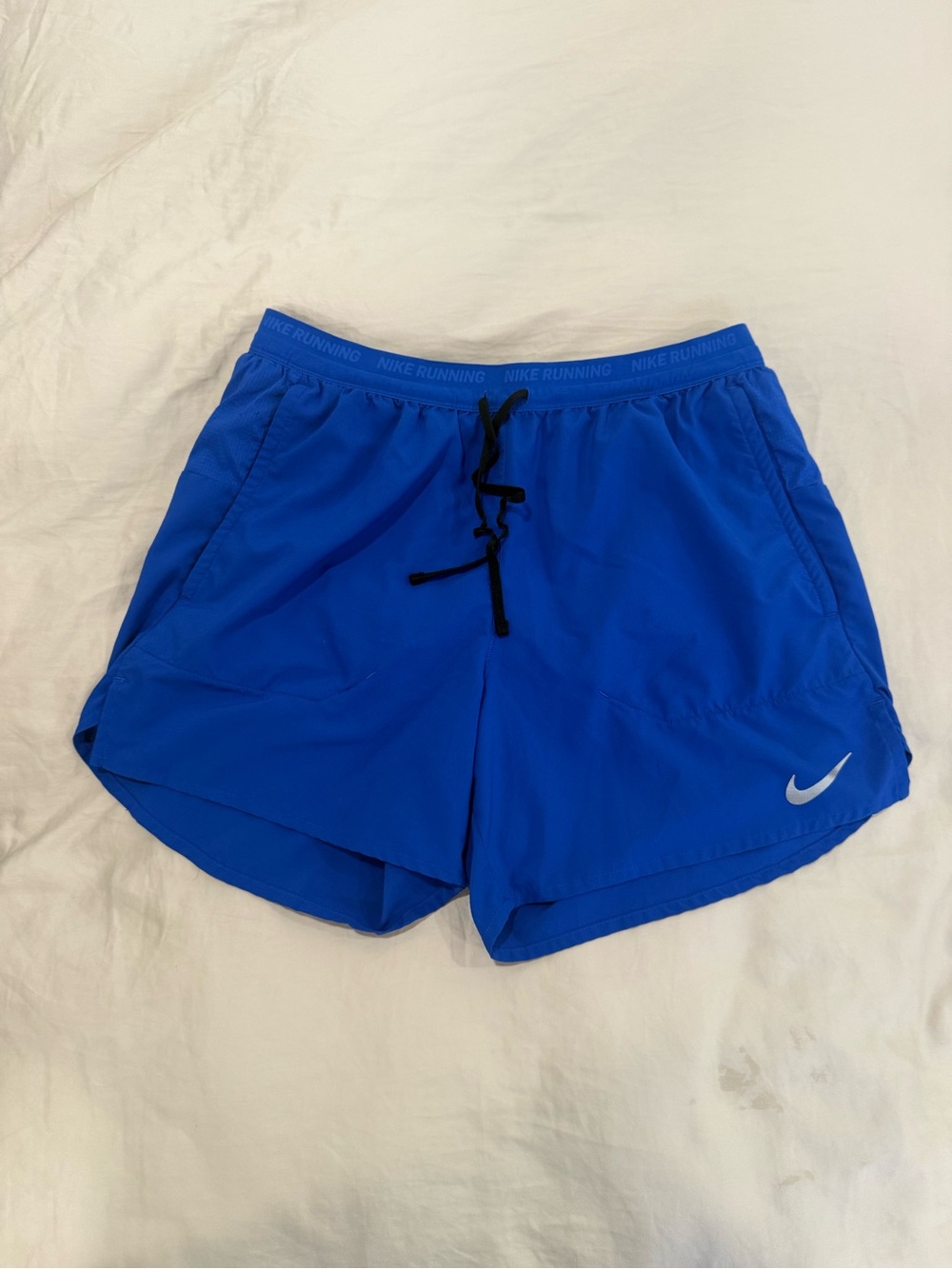 Nike Bright Blue Athletic Running Shorts with Black Drawstring